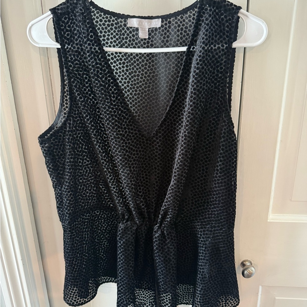 Chelsea28 Black Sleeveless V-Neck Peplum Camisole